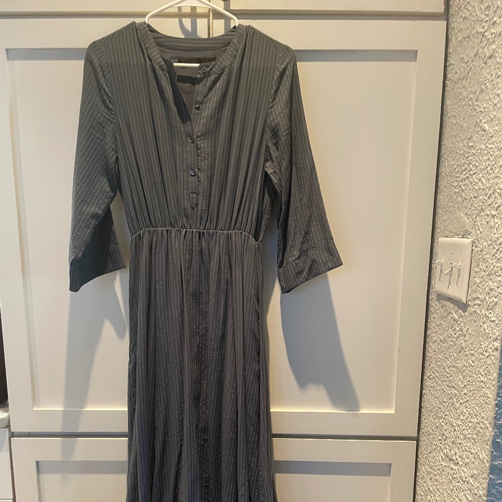 Jenni Kayne Womens BlueStriped Button Down A Line Maxi Dress Blue Cotton Size XS